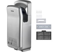 VEVOR Asciugamani Elettrico Verticale da 2000 W, Asciugamani Automatico Elettrico con Filtrazione HEPA, Asciugamani ad Aria Calda a Temperatura 43℃ in Argento per Asciugare le Mani