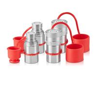 VEVOR Attacchi Idraulici a Faccia Piatta 12,7 mm Attacchi Rapidi Idraulici per Minipale, Filettatura NPT, Attacchi Rapidi Idraulici 2 Paia, con 4 Cappucci Antipolvere, 5076 PSI e 25 GPM