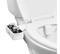 VEVOR Attacco per WC Bidet Ultra Sottile con 2 Ugelli Retrattili e Pressione dell'Acqua Regolabile, Spruzzatore di Acqua Fredda non Elettrico per Lavaggio Anteriore e Posteriore, Bianco
