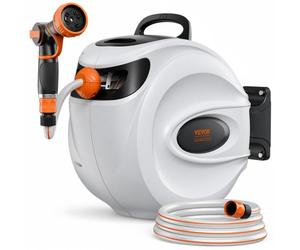 VEVOR Avvolgitubo Automatico Retrattile 20m, Diametro Tubo 12mm, Lunghezza Bloccabile, Fissaggio a Parete Girevole 180°, per Irrigazione Giardino Orto e Pulizia Domestica