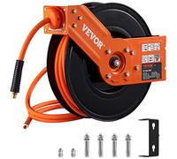 VEVOR Avvolgitubo Retrattile di Tubo Aria Ibrido da 3/8 pollici x 50 piedi Pressione max. 300 PSI, Avvolgitubo per Compressore d'Aria con Ingresso, Montaggio a Soffitto/Parete Avvolgitubo in Acciaio