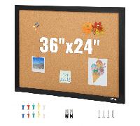 VEVOR Bacheca in sughero da parete rettangolare – cornice adesiva in MDF 910 x 609 mm