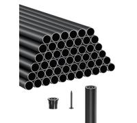 VEVOR Balaustre per Scale in Alluminio, Ringhiera in Metallo Tondo Impermeabile per Ponte Cavo con Tappi e Viti, per Scale, Portico, Patio, Recinzione, Nero da 19 x 660 mm, 51 Pezzi