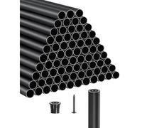 VEVOR Balaustre per Scale in Alluminio, Ringhiera in Metallo Tondo Impermeabile per Ponte Cavo con Tappi e Viti, per Scale, Portico, Patio, Recinzione, Nero da 19 x 813 mm, 101 Pezzi