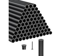 VEVOR Balaustre per Scale in Alluminio, Ringhiera in Metallo Tondo Impermeabile per Ponte Cavo con Tappi e Viti, per Scale, Portico, Patio, Recinzione, Nero Opaco da 19 x 914 mm, 101 Pezzi