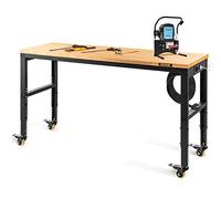 VEVOR Banco da Lavoro per Officina Garage 122x51x104 cm Tavolo da Lavoro Regolabile in Altezza 79-104 cm Struttura in Acciaio Multifunzionale con 4 Ruote per Riparazioni Fai-da-te