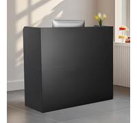 VEVOR Banco Reception 1200 x 480 x 1100 mm Tavolo da Banco Rettangolare, Tavolo di Vendita per Ufficio con Cassetto Chiudibile a Chiave e Armadietto Portaoggetti, per Cassa, Salone di Bellezza, Nero