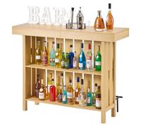 VEVOR Bancone da Bar per Casa, Mobile Tavolo da Salotto con 3 Ripiani Portabicchieri Portabottiglie, Bancone da Bar Salvaspazio Domestico Piedini Regolabili 1400 x 398 x 1055 mm, Cucina Soggiorno
