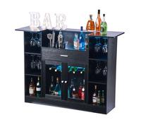 VEVOR Bancone da Bar per Casa, Mobile Tavolo da Salotto con 4 Ripiani Portabicchieri Portabottiglie, Bancone da Bar Luce LED in Legno 1500 x 460 x 1100 mm, Cucina Soggiorno Salotto Cantina, Nero