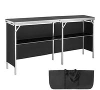VEVOR Bancone fieristico portatile, 1980 x 385 x 880 m Stand fieristico Bancone espositivo, Bancone pieghevole per tavolo da bar, Reception con ripiano, Borsa per il trasporto, Nero
