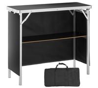 VEVOR Bancone Fieristico Portatile Pieghevole, 975 x 385 x 870 mm Tavolino Fieristico Bancone Espositivo, Bancone Servizio Esterno Pieghevole Tavolo da Bar, Tavolino Reception con Ripiano, Nero