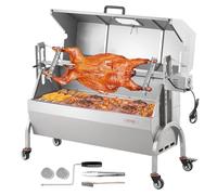 VEVOR Barbecue ad agnello, per maialino e arrosti, 90 kg, per maiale intero, agnello, capra, motore elettrico 52 W, in acciaio inox, con ruote bloccabili