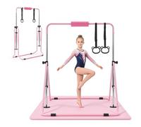 VEVOR Barra da Ginnastica Artistica per Bambini, Barra da Ginnastica Carico 63,5 kg Pieghevole Altezza Regolabile Allenamento Esercizio per Casa, Telaio in Acciaio al Carbonio, con Tappetino