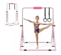 VEVOR Barra da Ginnastica Artistica per Bambini, Barra da Ginnastica Carico 63,5 kg Pieghevole Altezza Regolabile Allenamento Esercizio per Casa 3-8 Anni, Telaio in Acciaio al Carbonio, Colore Rosa