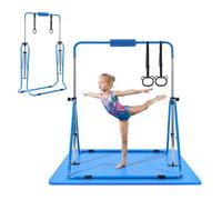 VEVOR Barra da Ginnastica Artistica per Bambini, Barra da Ginnastica Pieghevole Carico 63,5 kg con Tappetino Altezza Regolabile, Allenamento Esercizio Esterno Interno, 1500 x 1080 x 1350 mm, Blu