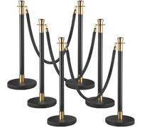 VEVOR Barriera per il controllo della folla, Set di candelieri con corda in velluto nero 1,5 m, Barriera per controllo della folla base metallo Montaggio facile da collegare