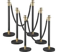 VEVOR Barriera per il controllo della folla, Set di candelieri con corda in velluto nero 1,5 m, Barriera per controllo della folla base metallo Montaggio facile da collegare