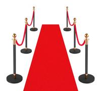 VEVOR Barriere per Controllo della Folla con Tappeto Rosso, 4 Corde di Velluto Rosso, Coda di Pali di Sostegno in Acciaio al Carbonio Dorato con Base Cava per Teatro, Feste, Matrimoni, Mostre, Nero