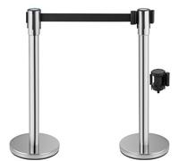 VEVOR Barriere Retrattili per Il Controllo della Folla e La Coda, 2 Pz Colonnine Segnapercorso con Nastro Nero per Dividere I Corvi in Banche, Aeroporti, Stadi, Luoghi di Divertimento e Altri Luoghi