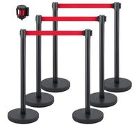 VEVOR Barriere Retrattili per Il Controllo della Folla e La Coda, 6 Pezzi Colonnine Segnapercorso con Nastro Rosso per Dividere I Corvi in Banche, Aeroporti, Stadi, Luoghi di Divertimento e Altri