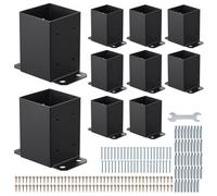 VEVOR Base per Pali, 10 Pezzi, Dimensioni Interne 91,44x91,44 mm, Staffe per Pali in Acciaio al Carbonio, Staffe in Legno per Supporto per Ringhiere di Pontili, Piastra di Base per Ponti, Nero