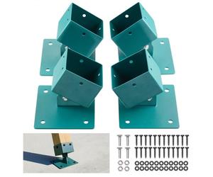 VEVOR Base per Piedi di Altalena in Acciaio, Set da 4 Staffe di Livellamento, per Pali 10,1 x 10,1 cm (Dimensioni Effettive 9,1 x 9,1 cm), Angolo Regolabile da 45° a 60°, Ideale per Terreni Irregolari