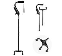 VEVOR Bastone da Passeggio Quad, Carico 113 kg Bastone da Passeggio Altezza Regolabile a 10 Livelli con Base Stabile a 4 Punte, Ausilio per Mobilità in Alluminio Leggero Portatile per Anziani Adulti