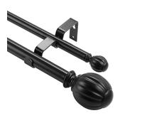 VEVOR Bastone per Tende Doppio Bastone per Tende Estensibile 92-183 cm Terminali Rotondi Carico max. 13,6 kg ca., Asta per Tende da Interno Lunghezza Regolabile per Soggiorno Bagno Camera da Letto
