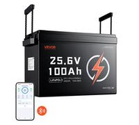 VEVOR Batteria al Litio LiFePO4 24V 100Ah 4000+ Cicli 2560Wh con Bluetooth per Camper, Motori Elettrici, Pesca, Barche, Impianti Solari, Connessione 8P2S, BMS 100A, Protezione dalle Basse Temperature