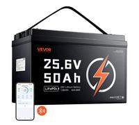 VEVOR Batteria al Litio LiFePO4 24V 50Ah 4000+ Cicli 1280Wh con Bluetooth per Camper, Motori Elettrici, Pesca, Barche, Impianti Solari, Connessione 8P2S, BMS 50A, Protezione dalle Basse Temperature