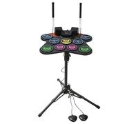 VEVOR Batteria Elettrica, 9 Pad, Pad per Esercizi Arrotolabile, Batteria Elettronica con Jack per Cuffie, Supporto, Bacchette Luminose, Doppi Altoparlanti Integrati, Strumento Giocattolo per Bambini