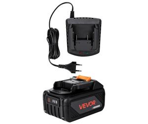 VEVOR Batteria Portatile e Caricabatteria, 20 V MAX, Batteria agli Ioni di Litio da 4,0 Ah, Grande Capacità 4000 mAh, Autonomia Estesa, per Utensili della Serie, per Sostituzione e Ricarica Rapida