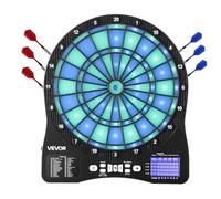 VEVOR Bersaglio Elettronico per Freccette, Bersaglio Illuminato a LED con 48 Giochi e 500 Varianti, Include 6 Aste per Freccette con Alette e 50 Punte Morbide, Schermo LED a Colori, per 8 Giocatori