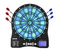VEVOR Bersaglio Elettronico per Freccette, Bersaglio Illuminato a LED con 48 Giochi e 500 Varianti, Include 6 Aste per Freccette con Alette e 50 Punte Morbide, Schermo LED a Colori, per 8 Giocatori