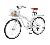 VEVOR Bicicletta Cruiser Beach Telaio Acciaio Carico 150kg Colore Bianco