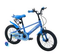VEVOR Bicicletta per Bambini 16 pollici BMX Blu, per 4-7 Anni, con Rotelle, Bicicletta Sella e Manubrio Regolabili, Freno Anteriore e Tamburo Posteriore, Portaborraccia, Telaio in Acciaio al Carbonio