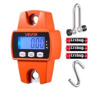 VEVOR Bilancia Digitale a Gancio per Carico Valigia Capacità max. 300kg Bilancia Portatile Pesa Valigia Schermo LCD a Batteria Precisione 50g Interruttore 3 Unità, Caccia Pesca Bagaglio, Arancione