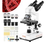 VEVOR Microscopio Ottico Binoculare 40X-2500X con Tavolino Meccanico a 2 Livelli