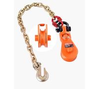 VEVOR Blocco di Strappo da 2 T con Catena G80, Puleggia del Blocco di Strappo, Grillo Girevole, Puleggia 74 mm per Cavo Metallico 9,52 mm per Applicazioni di Traino e Recupero su Camion di Rimorchio