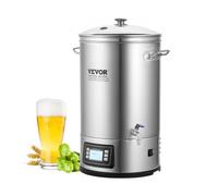 VEVOR Bollitore per Birra, Macchina Domestica per Birra, Distillatore di Birra, Acciaio Inossidabile 304 Pannello, Include Coperchio in Vetro, Maniglia, Rubinetto, Controllo Elettronico, 35 Litri
