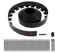 VEVOR Bordatura per Giardino, 20 m x 10 cm, Bordatura in Plastica per Giardino con 60 Punte e 2 Picchetti, Senza Scavo, Bordure Resistente ai Raggi UV, per Prato, Vialetti Aiuole e Pavimentazione