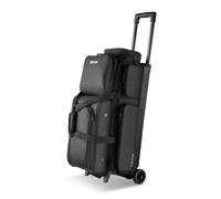 VEVOR Borsa da Bowling per 3 Palle con Ruote Doppie e Scomparto Separato per le Scarpe, Fino alla Taglia USA 16, Tasca per Accessori, Maniglia Retrattile Estensibile Fino a 105 cm Nero