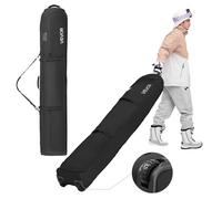 VEVOR Borsa Portasci, Fino a 175 cm, Borsa Imbottita per Snowboard con Ruote per Viaggi Aerei, Tessuto Oxford Impermeabile 600D, con Cinghie Regolabili, per Sci, Bastoncini, Occhiali, Nero