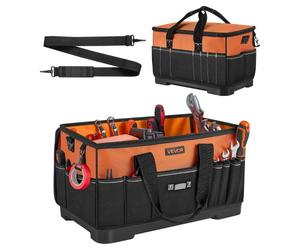 VEVOR Borsa Portautensili 485 mm, 33 Tasche, Organizer Portatile per Attrezzi con Base Rigida in Plastica, Resistente all’Acqua, Tracolla Regolabile e Manico Comdo, Ideale per Fai da Te e Cantiere
