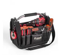 VEVOR Borsa Portautensili Aperta 330 mm, 33 Tasche, Organizer Portatile per Attrezzi con Base Rigida in Plastica, Resistente all'Acqua, Tracolla Regolabile, per Professionisti, Fai da Te e Cantiere