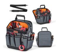VEVOR Borsa Portautensili Aperta 335 mm, 39 Tasche, Organizer Portatile per Attrezzi con Base Rigida in Plastica, Resistente all'Acqua, Tracolla Regolabile, per Professionisti, Fai da Te e Cantiere