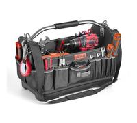 VEVOR Borsa Portautensili Aperta 410 mm, 33 Tasche, Organizer Portatile per Attrezzi con Base in Plastica, Resistente all'Acqua, Manico e Tracolla Regolabile, per Professionisti, Fai da Te e Cantiere