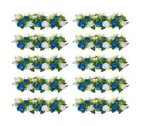 VEVOR Bouquet di Fiori Artificiali, 10 Pezzi, 500 x 220 x 120 mm, Centrotavola di Rose Finte per Matrimonio, Composizioni Floreali per Cerimonie, Ricevimenti, Decorazioni per Esterni, Bianco e Blu
