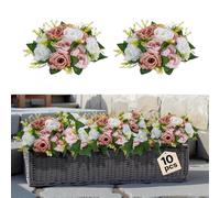 VEVOR Bouquet di Fiori Artificiali, 10 Pezzi, Diametro 24 cm, Centrotavola di Rose per Matrimonio, Composizioni Floreali Finte per Cerimonie, Ricevimenti, Decorazioni per Esterni, Bianco e Rosa