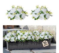 VEVOR Bouquet di Fiori Artificiali, 10 Pezzi, Diametro 24 cm, Centrotavola di Rose per Matrimonio, Composizioni Floreali Finte per Cerimonie, Ricevimenti, Feste, Decorazioni per Esterni, Bianco